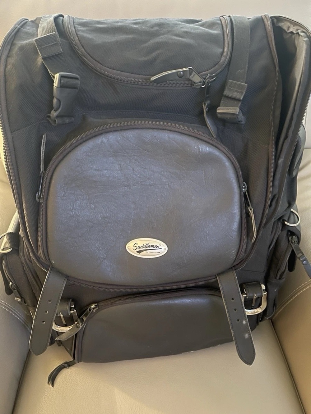 Black Men's Motorcycle Backpack